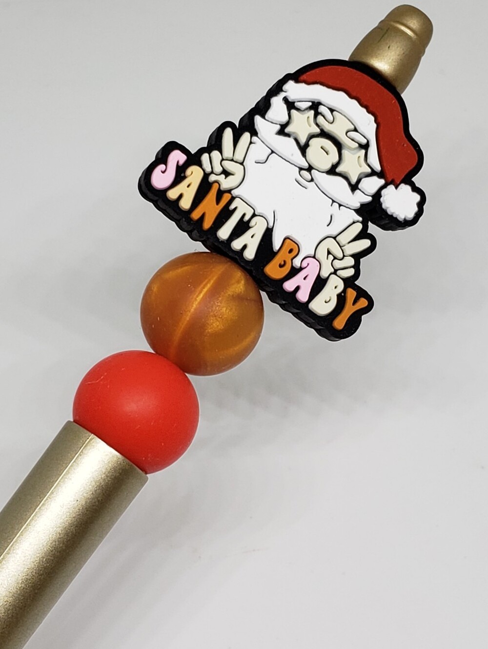 Handmade Silicone Focal Beaded Christmas Peace Santa Baby Pen